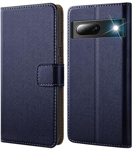 HOOMIL Coque MagFlip pour Google Pixel 7A 6,1 Pouces, Etui en Cuir Premium, Étui à Rabat, Housse de Protection - Bleu