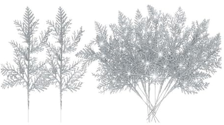 MaxtiL weihnachtsgirlande 10 Stück künstliche Funkelnde Lärchenzweige und Weihnachtsblumen, DIY-Hausgarten-Dekorationskranz-Layout mit Einer Höhe von 34 cm (Color : Silver, Size : 34cm)