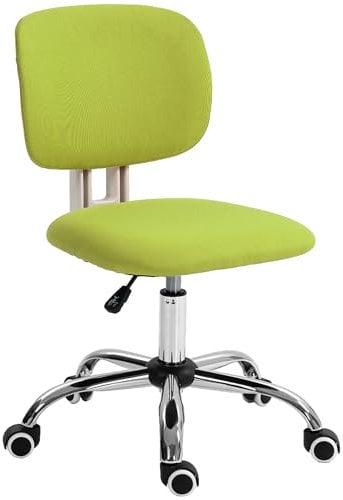Vinsetto Silla de Oficina sin Brazos Silla de Escritorio Giratoria Tapizado de Tela con Altura Ajustable Estilo Moderno Carga 120 kg 48x53x80-90 cm Verde Lima