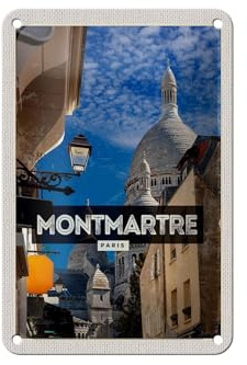 Femer Blechschild Reise 12x18cm Montmartre Paris Hügel Reiseziel Dekoration