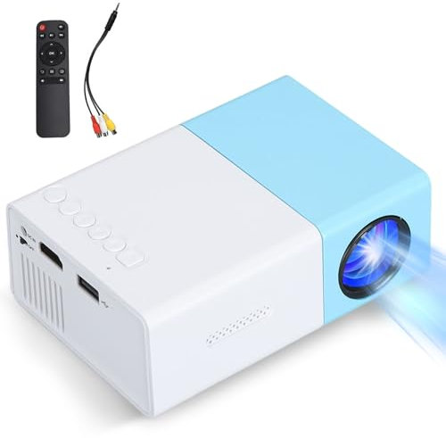 Mini Projector, 1080P Full HD HiFi Portable Movie Projector, Smart Home Projector with HDMI, USB, Storage Card, AV, Headphone for Smartphone, Laptop, TV, Tablet, PC (UK Plug)