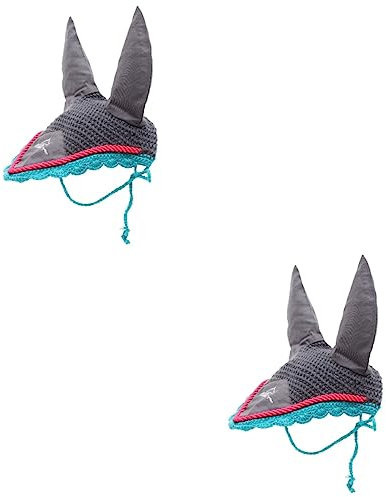 BESPORTBLE 2stücke Professionelle Häkel-pferdemaske Mit Ohrenschutz Knitted Ear Cover Für Pferde Tiefgrau Mit Spitzenrand Für Kalte Tage Geeignet Ponygröße