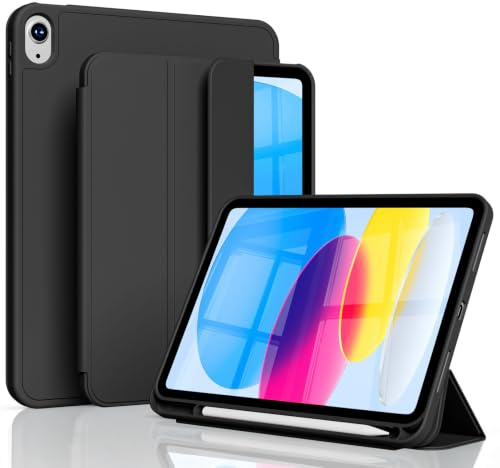 zoyu Hülle für iPad 11. Gen A16 2025 / iPad 10. Gen 2022, Schwarz | Extrem Strapazierfähige Stoßfeste TPU-Hülle mit Stifthalter für iPad 11/10, Unterstützt Touch ID Auto Wake & Sleep Ultradünn