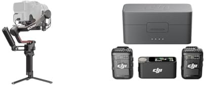 DJI RS 3 Pro Combo, stabilisateur de nacelle à 3 Axes pour Reflex et caméras Canon/Sony/Panasonic & Mic 2 (2 TX + 1 RX + Boîtier de Recharge), Micro sans Fil Tout-en-Un, Réduction Intel. du Bruit
