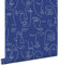 ESTAhome Tapete Line Art Gesichter Kobaltblau 0.53 x 10.05 m
