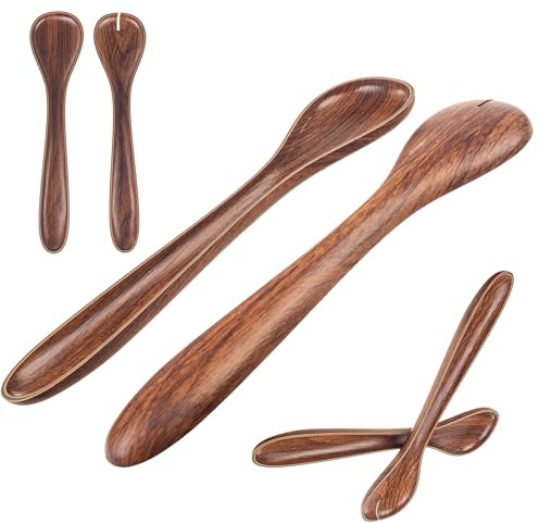 KADAX Salatbesteck Set aus Kunststoff, 30 x 7 cm, Elegantes Servierbesteck, 2-Teilige Salatgarnitur, Praktische Servierlöffel & Salatgabel (Braun 2 Stück)