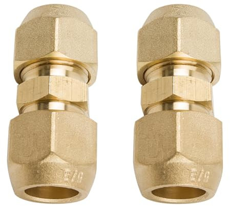 5/8 Klimaanlagen Verschraubung Set, 2 Stück Doppelnippel für Kupferrohre, Kupferrohrverlängerung für Gelenk-Doppelverbinder, Kupferrohrdurchmesser für Schlagmutter 15,88 mm Kupferrohr