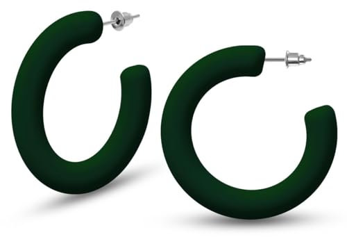 Soul-Cats trendy Kunststoff Creolen Ohrstecker Ohrringe in der Farbe:moos