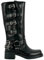 Ovyé Stivali Nero, Pelle, Biker con Fibbie Tacco 4,5 cm Nero