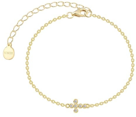 XENOX® Kreuz Armband - Damen Armband aus hochwertigem 925/- Sterlingsilber mit Kreuz-Anhänger und Zirkonia Steinen | XS10044G