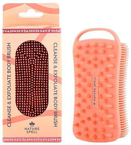 Nature Spell Silicone Body Scrubber, Waterproof & Easy to Clean | Dual-Sided Exfoliator & Cleansing Brush, for All Skin Types