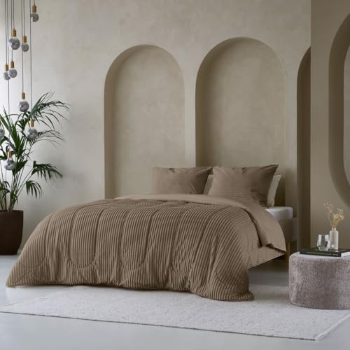 Zelesta Groovebed Teddy Bettbezug, ohne Bezug, flauschig, hypoallergen, waschbar (Taupe, 200 x 200 cm)