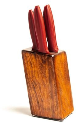 Pirge Pure Line Küchenmesser Set mit Block 6 TLG Edelstahl - Messer Set mit Hainbuchenholz Messerblock - 54 HRC Deutscher Edelstahl mit Hohem Kohlenstoffgehalt