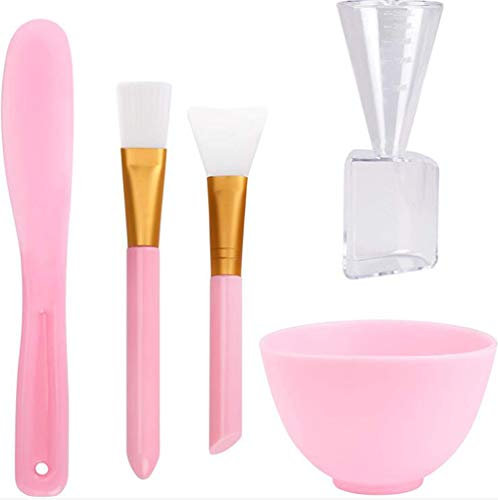 Face Mask Mixing Bowl Set - 5 in 1 DIY Facial Mask Tool Kit with Mixing Bowl Stick Spatula Silicone Brush and Premium Soft Face Brushes for Skincare and Beauty