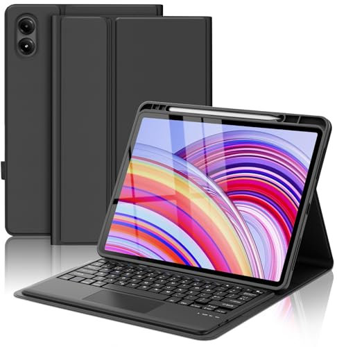 FOGARI Redmi Pad Pro 12.1 inch 2024 /Xiaomi POCO Pad 12.1 2024 Trackpad Keyboard Case, Detachable Bluetooth UK Version Touchpad Keyboard Case for Xiaomi POCO Pad/Redmi Pad Pro 12.1'', Black