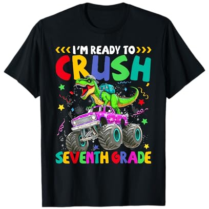 Ready To Crush 7th Seventh Grade Dinosaur Monster Truck T-Shirt