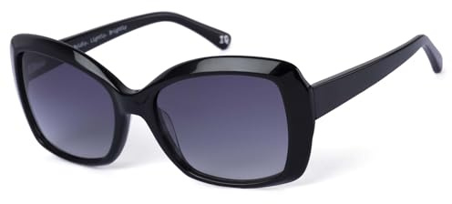 Botaniq Quadratische Acetat Sonnenbrille in Schwarz für Damen | optional mit Sehstärke (Modell BIS-7003-104)