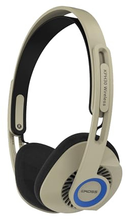 Koss KPH30 Wireless Bluetooth Retro Style On-Ear Headphones, Rhythm Beige | 20+ Hour Battery Life, USB-C Charging, Microphone