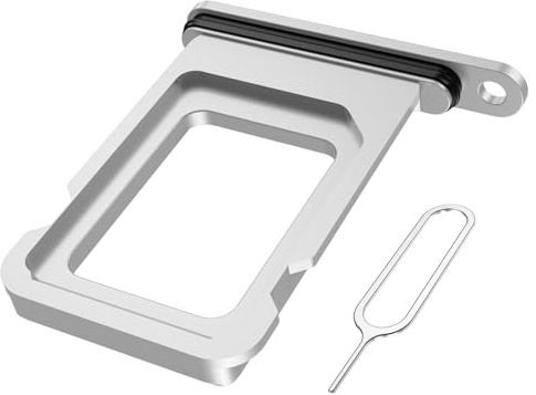 MMOBIEL SIM- Kartenhalter Kompatibel mit iPhone 17 Pro / 17 Pro Max - SIM-Tray - SIM-Kartensteckplatz - SIM-Kartenhalter Ersatz - inkl. SIM-Nadel und Wasserdichtem Gummiring - Silber