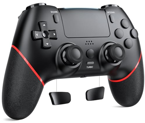 Sefitopher Wireless Controller für PS4, Game Controller für PS4/Pro/Slim/PC mit Hall-Effekt-Joystick, 1000-mAh-Akku, Dual-Vibration, Turbo, 2 Programmierbare Tasten, 6-Achsen Gyro Sensor