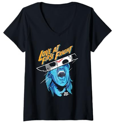 Damen Friday The 13th Love at First Fright Valentine's Day T-Shirt mit V-Ausschnitt