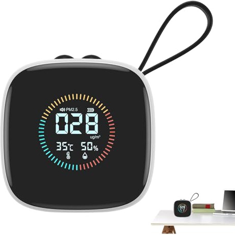 6-in-1 Air Quality Monitor - PM2.5 PM10 TVOC Temperatur Luftfeuchtigkeit Detector | Portable Indoor Air Pollution Tester for Home Office Grow Tent, Rechargeable Airs Sensor Meter