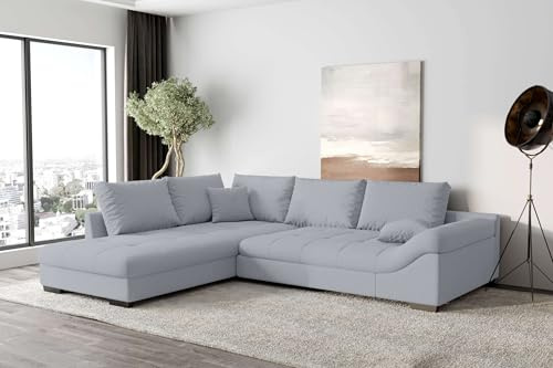 99rooms Terra Ecksofa Polsterecke Eckcouch Strukturstoff Neve Asche Ottomane Links