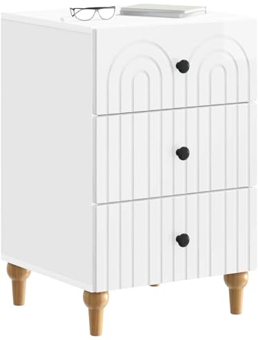 vidaXL Nachttisch Hochglanz Weiß 43x 41 x 66,5 cm Holzwerkstoff, Moderner Wohnraum, praktische Aufbewahrung, Coole Schlafzimmermöbel, stylischer Nachttisch, umweltfreundliches Design