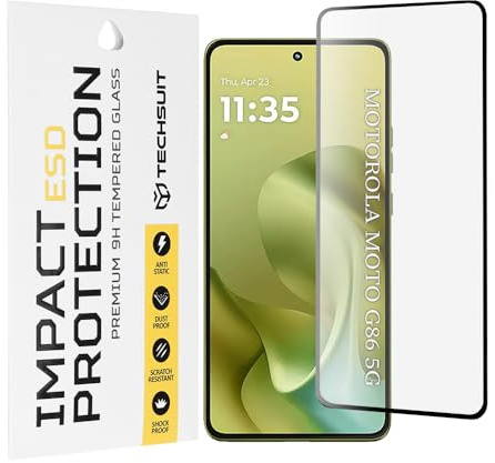 Techsuit Displayschutzfolie für Motorola Moto G86, G86 Power Gehärtetes Glas mit Antistatisch, Staubresistent, Vollständige Abdeckung, Stoßschutz, Oleophobe Beschichtung, ESD