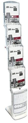 Faltbarer Bodenprospektständer mit 4 Fächern im DIN A4 Hochformat Prospektständer / Prospekthalter / faltbar / klappbar / mobil - Premium Line