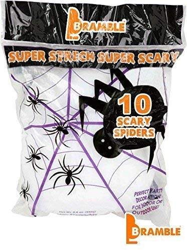 Bramble Decoración para Halloween 10 arañas y 60g de Telas de araña – Paquete de Oferta