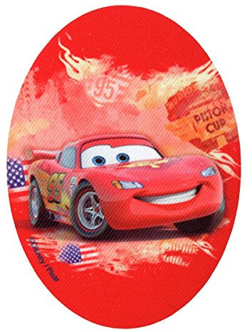 Groves Printed Oval Shape Lightning McQueen From Disney's Cars sew-on Motif|Red|LPM24