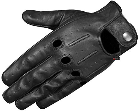 Transporter-Handschuhe aus echtem Lammfell und Anilinleder, belüftet Gr. M, Schwarz