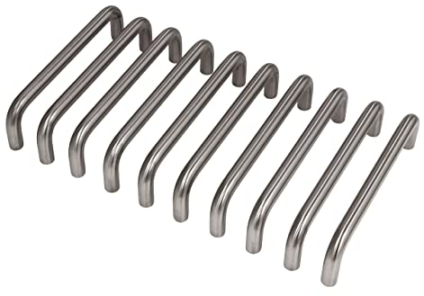 Gedotec Schrankgriff | GEOS | Bogengriff 128mm | 10Stück | Türgriff Edelstahl matt gebürstet | Griff Vollmaterial rostfrei | Edelstahl Möbelgriff Küche für Schranktüren | Schubladengriff mit Schrauben