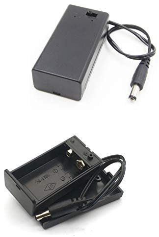 9V PP3 Battery Clip Project Box Enclosure Holder ON/OFF Switch With DC Plug 5.5 x 2.1mm - LF602 SBH-9V by Hayatec