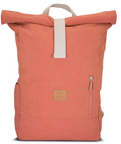 Johnny Urban Rolltop Rucksack Damen & Herren Rot - Adam Large - 16 Laptop Fach - Robustes Baumwoll Canvas - Wasserabweisend