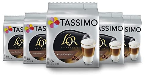 Tassimo L'OR Latte Macchiato Coffee Pods x8 (Pack of 5, Total 40 Drinks)