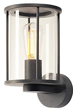 Außenwandleuchte PHOTONIA, E27, IP55, anthrazit, Glas klar, Grau