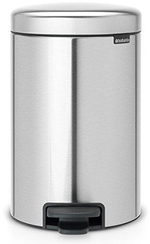 Brabantia NewIcon - Cubo de basura de pedal de 12 litros, color acero mate anti-huellas