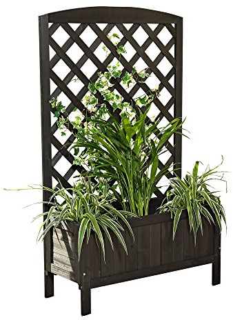 Melko Pflanzkasten mit Spalier Rankhilfe Ketterpflanzen Holz Pflanzkübel mit Sichtschutz Rankgitter mit Blumenkasten
