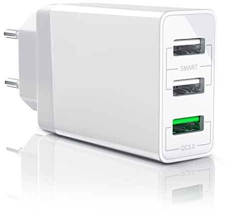 CSL - USB Ladegerät 30W QC 3.0-3-Port Netzteil inkl. Quick-Charging Schnellladefunktion - Smart Charge Solid Charge intelligentes Laden - geeignet für Handys Smartphones Navis Tablets