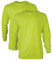 Gildan Men's Ultra Cotton Adult Long Sleeve T-Shirt, 2-Pack, Safety Green, Medium