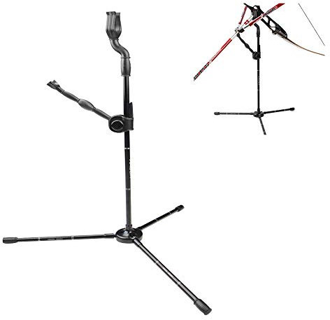 SHARROW Pro Bogenständer für Recurvebogen Langbogen Bogen Halter Balance Bar Ständer Seitenständer Bogensport Zubehör Pfeile und Bogen (Schwarz)