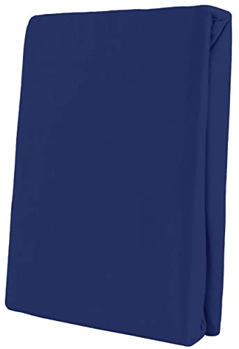 Leonado Vicent - Classic Spannbettlaken Bettlaken 100% Baumwolle Jersey Spannbetttuch in vielen Farben & Größen, Maße Spannbettlaken:180 x 200 cm - 200 x 200 cm, Farbe Spannbettlaken:Dunkelblau