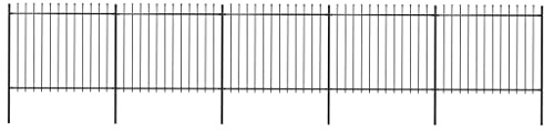 vidaXL Recinzione da Giardino con Punta a Lancia in Acciaio 838x150 cm Nero