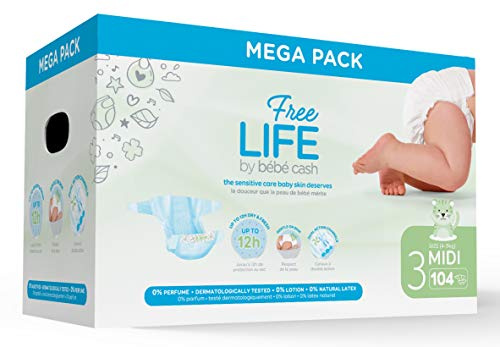 Freelife Bébé Cash Couches Taille 3 (4-9 kg) - 104 couches