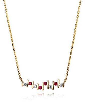 Daesar 18K Gold Kette Damen Geometrie mit Rubin und Diamond Anhänger Halskette Hochzeit Gold Charms