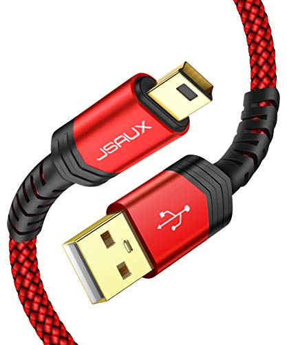 JSAUX Mini USB Kabel [2 Stücke 1M+2M] USB 2.0 Mini B Ladekabel Kompatibel mit PS3 Controller, Dash Cam, Garmin GPS Navi, Blue Yeti, Ti-84 Plus CE MP3 Player, Tiptoi, Canon Rot