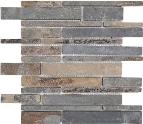 Mosaik Fliese Schiefer Naturstein rost Brick Schiefer rustik Wandverkleidung Küchenfliese MOS34-2525_f