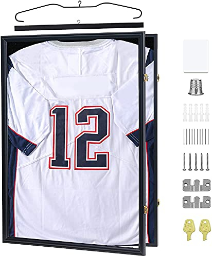Temgee 2XL Trikot-Präsentationsrahmen – Jersey-Rahmen – Schattenbox für Baseballtrikots Basketball, Fußball, Hockey, Sport, Uniform, UV-Schutz, Acrylglas, 2 Haken